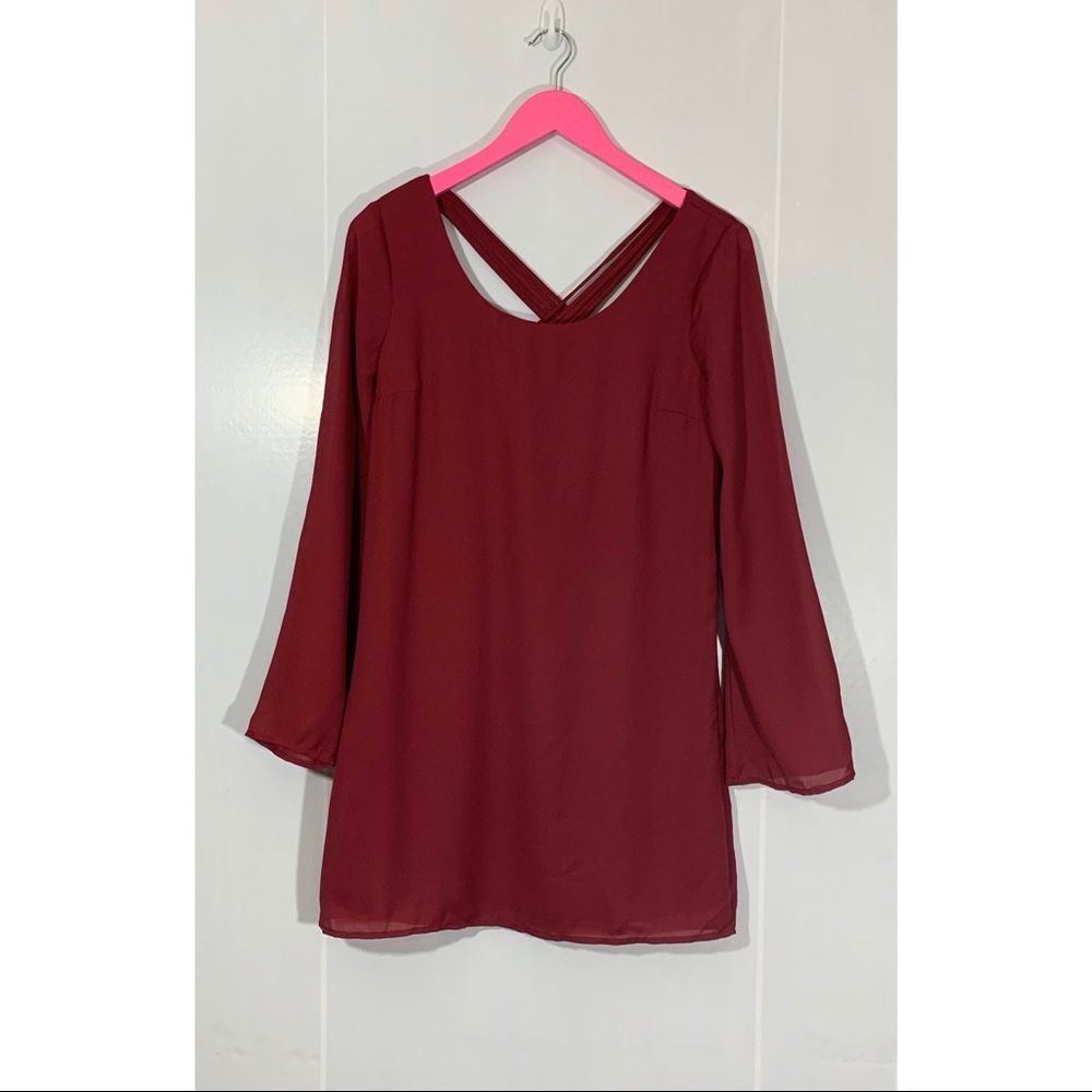 Charlotte Russe  Maroon Long Sleeve Dress